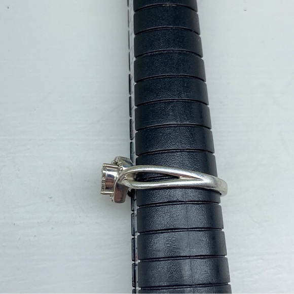 JJ Sterling Silver Heart with Diamond Illusion Setting Statement Ring - Picture 3 of 10